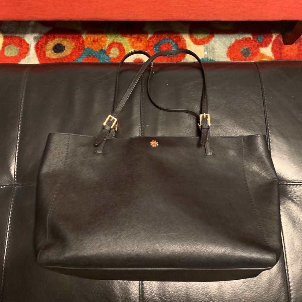 Tory Burch Black Saffiano Cross Leather Tote